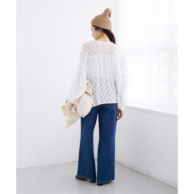 ルクールブラン（le．coeur blanc）/《手洗い可能》Fanakaミックス刺しゅうレースブラウス