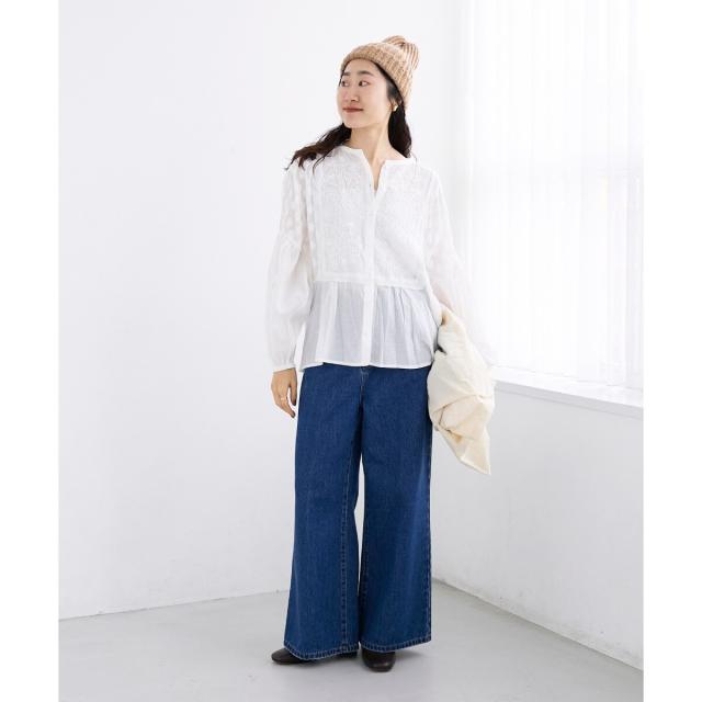 ルクールブラン（le．coeur blanc）/《手洗い可能》Fanakaミックス刺しゅうレースブラウス