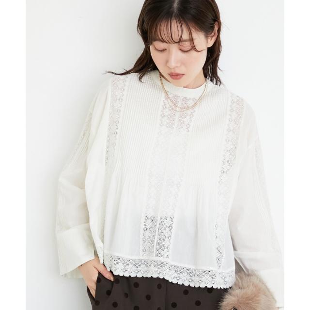 ルクールブラン（le．coeur blanc）/《手洗い可能》Fanaka別注リバーレースブラウス