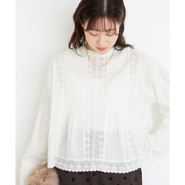 ルクールブラン（le．coeur blanc）/《手洗い可能》Fanaka別注リバーレースブラウス