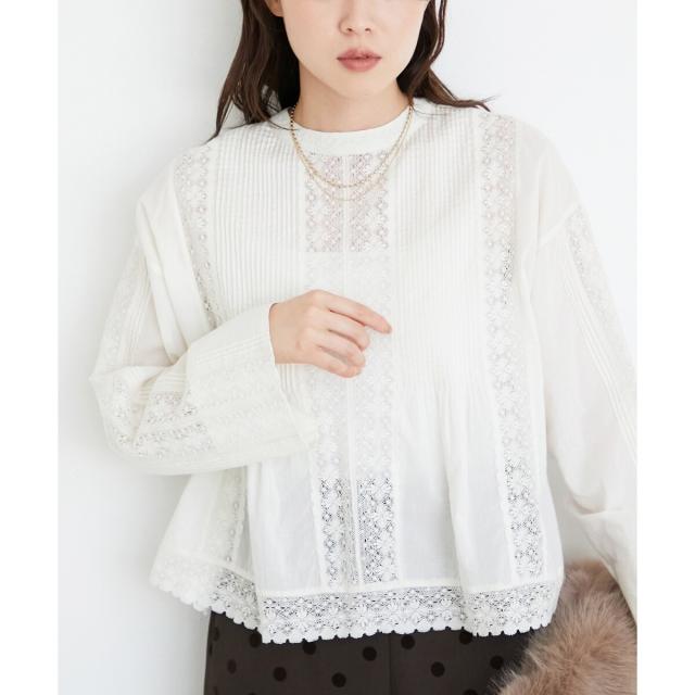 ルクールブラン（le．coeur blanc）/《手洗い可能》Fanaka別注リバーレースブラウス