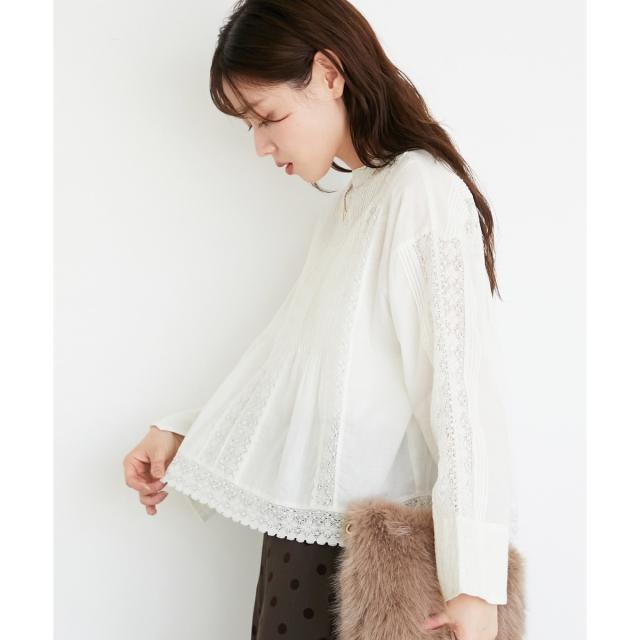 ルクールブラン（le．coeur blanc）/《手洗い可能》Fanaka別注リバーレースブラウス