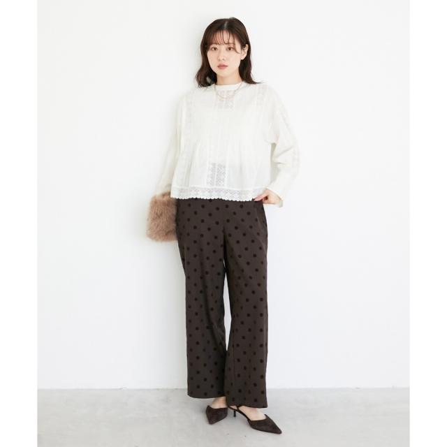 ルクールブラン（le．coeur blanc）/《手洗い可能》Fanaka別注リバーレースブラウス