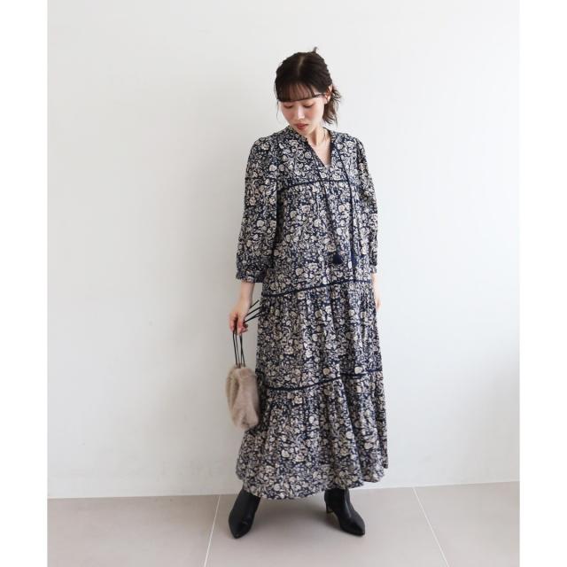 ルクールブラン（le．coeur blanc）/《手洗い可能》Fanaka別注フラワー×ストライプワンピース