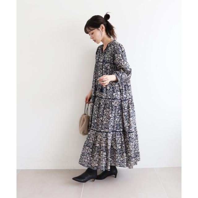 ルクールブラン（le．coeur blanc）/《手洗い可能》Fanaka別注フラワー×ストライプワンピース