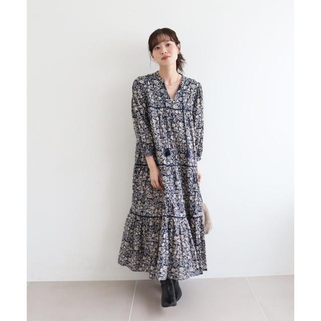 ルクールブラン（le．coeur blanc）/《手洗い可能》Fanaka別注フラワー×ストライプワンピース