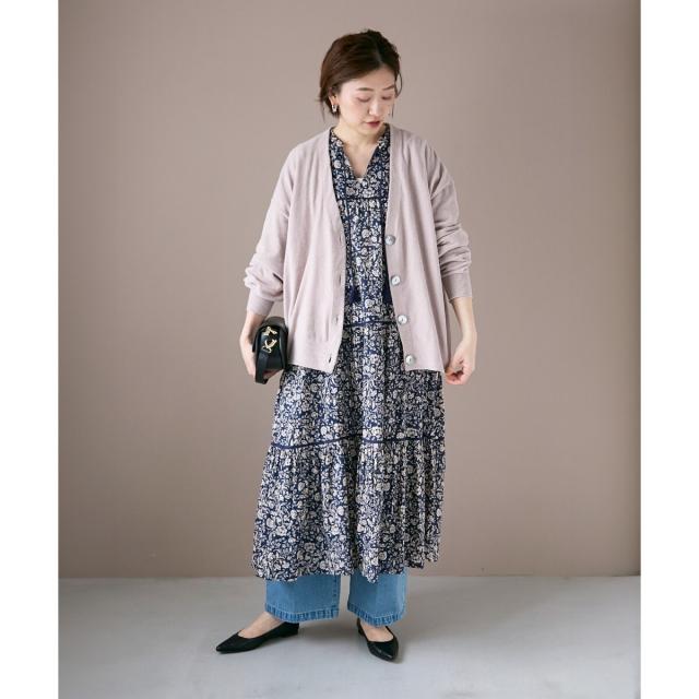 ルクールブラン（le．coeur blanc）/《手洗い可能》Fanaka別注フラワー×ストライプワンピース