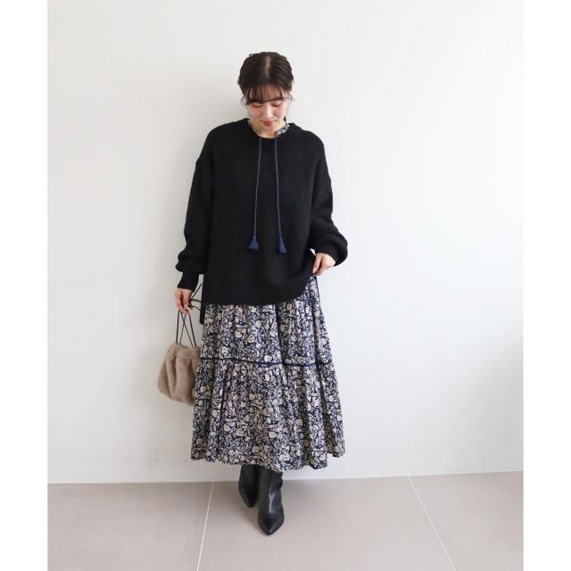 ルクールブラン（le．coeur blanc）/《手洗い可能》Fanaka別注フラワー×ストライプワンピース