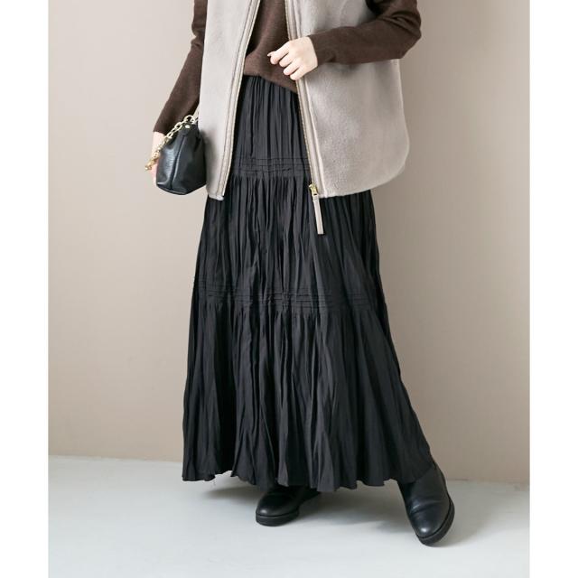 ルクールブラン（le．coeur blanc）/《手洗い可能》エアータンブラーランダムプリーツスカート