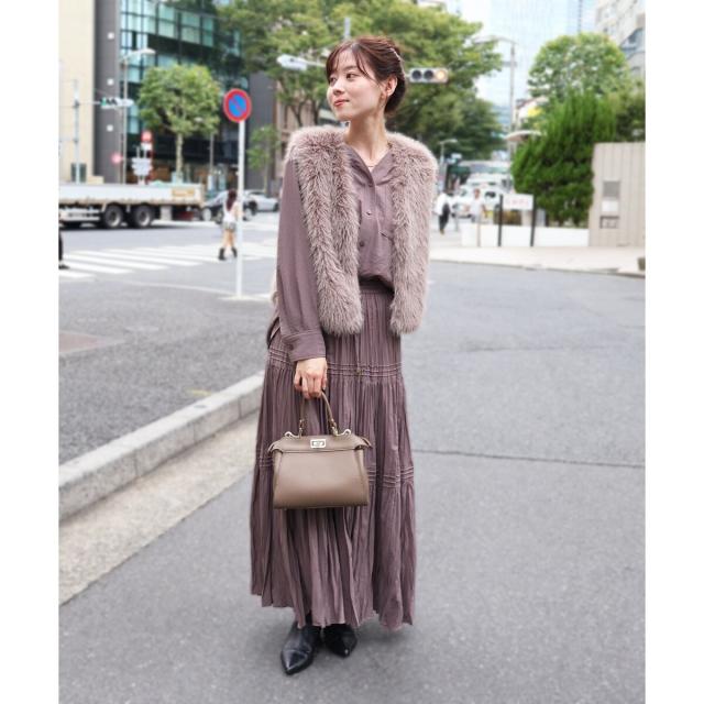 ルクールブラン（le．coeur blanc）/《手洗い可能》エアータンブラーランダムプリーツスカート