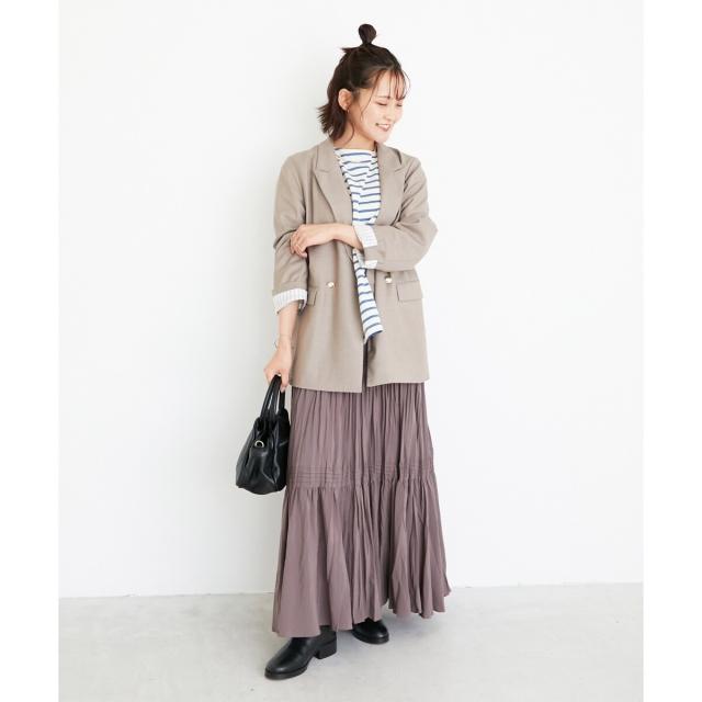 ルクールブラン（le．coeur blanc）/《手洗い可能》エアータンブラーランダムプリーツスカート