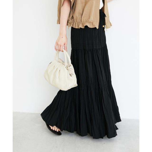 ルクールブラン（le．coeur blanc）/《手洗い可能》エアータンブラーランダムプリーツスカート