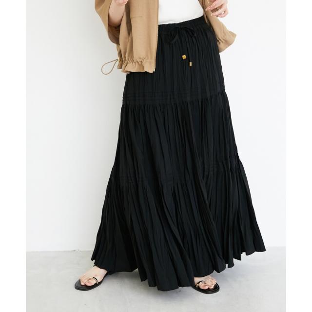 ルクールブラン（le．coeur blanc）/《手洗い可能》エアータンブラーランダムプリーツスカート