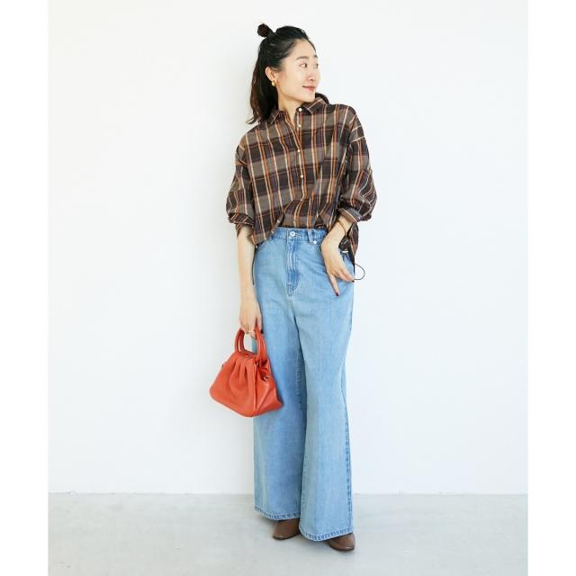 ルクールブラン（le．coeur blanc）/《手洗い可能》ドロストチェックシャツ