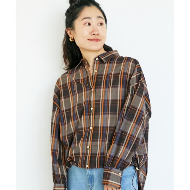 ルクールブラン（le．coeur blanc）/《手洗い可能》ドロストチェックシャツ