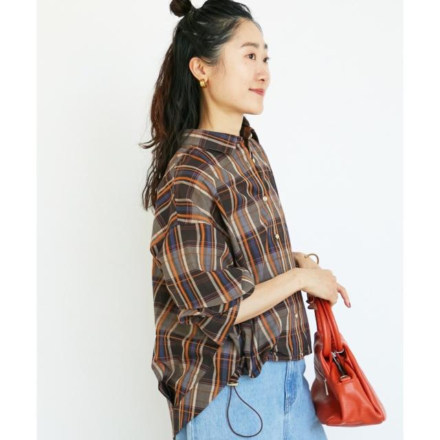 ルクールブラン（le．coeur blanc）/《手洗い可能》ドロストチェックシャツ