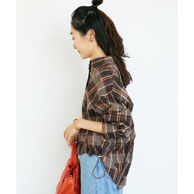 ルクールブラン（le．coeur blanc）/《手洗い可能》ドロストチェックシャツ