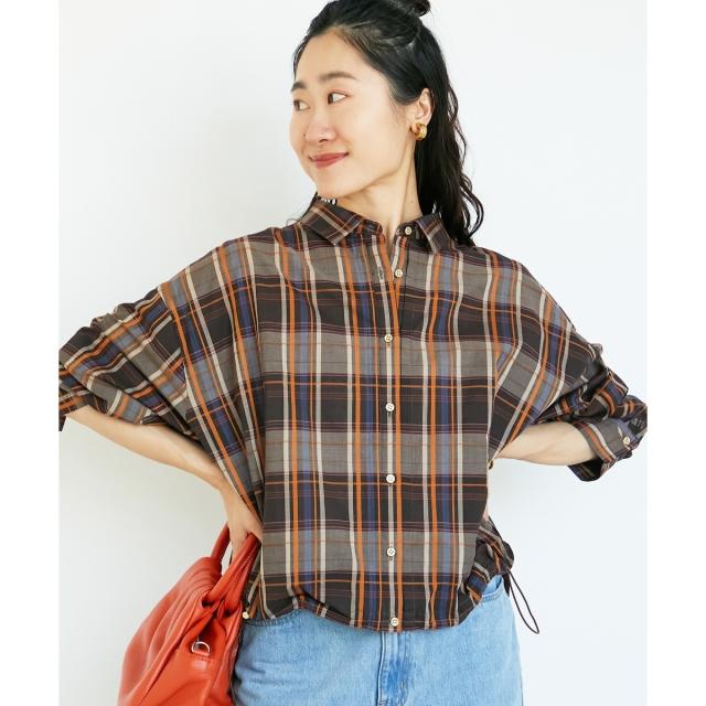 ルクールブラン（le．coeur blanc）/《手洗い可能》ドロストチェックシャツ