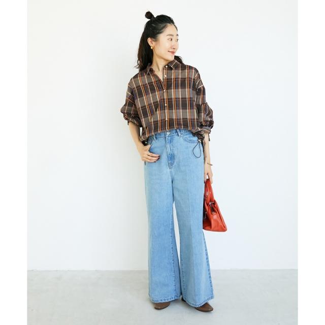 ルクールブラン（le．coeur blanc）/《手洗い可能》ドロストチェックシャツ