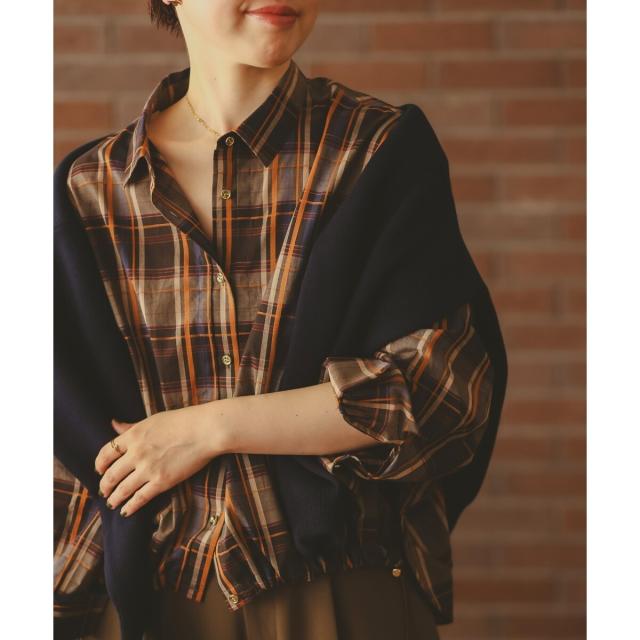 ルクールブラン（le．coeur blanc）/《手洗い可能》ドロストチェックシャツ