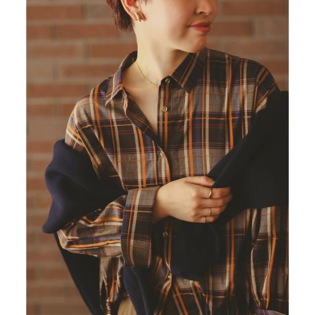 ルクールブラン（le．coeur blanc）/《手洗い可能》ドロストチェックシャツ