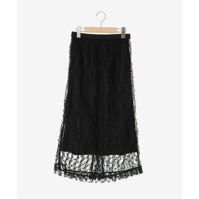 ルクールブラン（le．coeur blanc）/《手洗い可能》TORRAZZO DONNA別注ベロアドットチュールスカート