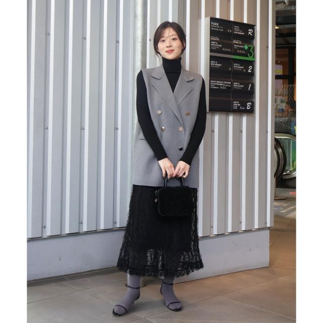 ルクールブラン（le．coeur blanc）/《手洗い可能》TORRAZZO DONNA別注ベロアドットチュールスカート