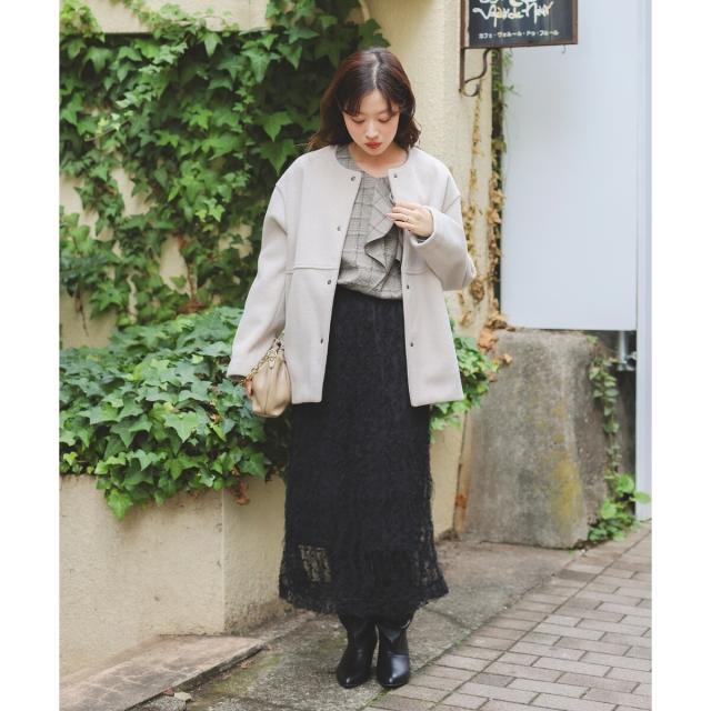 ルクールブラン（le．coeur blanc）/《手洗い可能》TORRAZZO DONNA別注ベロアドットチュールスカート