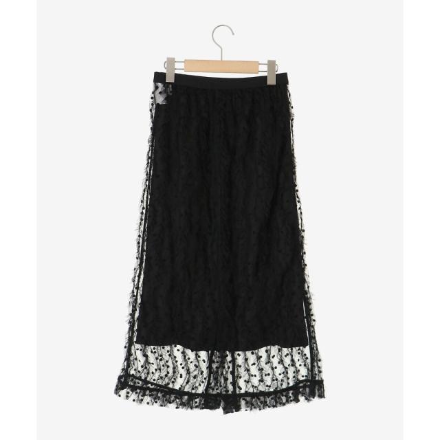 ルクールブラン（le．coeur blanc）/《手洗い可能》TORRAZZO DONNA別注ベロアドットチュールスカート