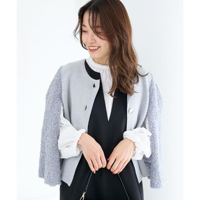 ルクールブラン（le．coeur blanc）/《手洗い可能》TORRAZZO DONNA別注 フレアケープニットカーデ