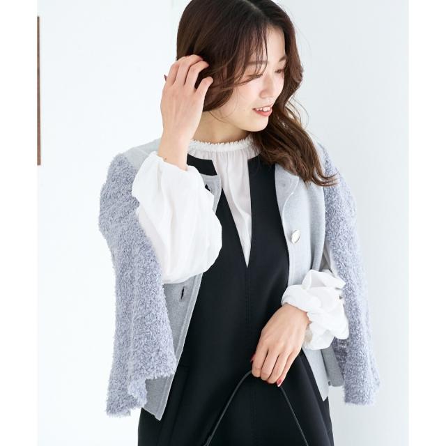 ルクールブラン（le．coeur blanc）/《手洗い可能》TORRAZZO DONNA別注 フレアケープニットカーデ