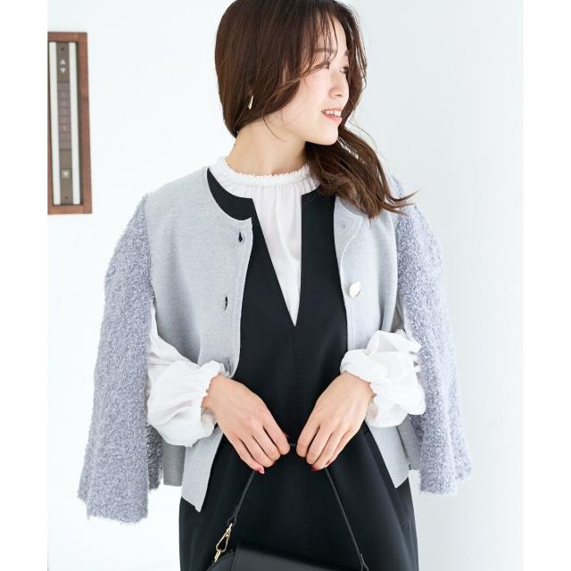 ルクールブラン（le．coeur blanc）/《手洗い可能》TORRAZZO DONNA別注 フレアケープニットカーデ