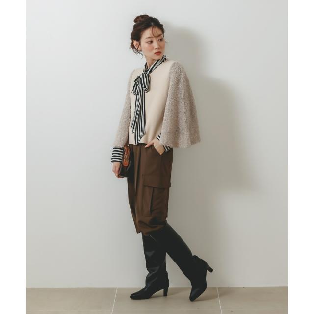 ルクールブラン（le．coeur blanc）/《手洗い可能》TORRAZZO DONNA別注 フレアケープニットカーデ