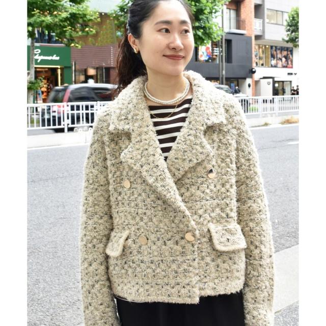ルクールブラン（le．coeur blanc）/《手洗い可能》TORRAZZO DONNAツイードニットPコート