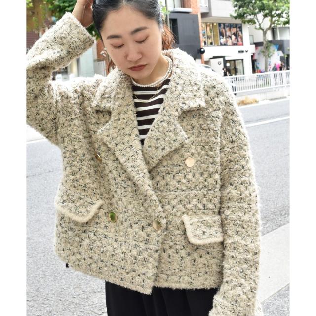 ルクールブラン（le．coeur blanc）/《手洗い可能》TORRAZZO DONNAツイードニットPコート