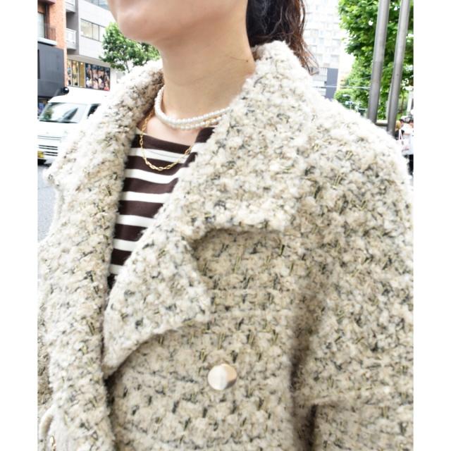 ルクールブラン（le．coeur blanc）/《手洗い可能》TORRAZZO DONNAツイードニットPコート