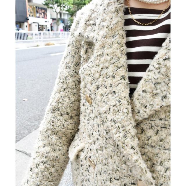ルクールブラン（le．coeur blanc）/《手洗い可能》TORRAZZO DONNAツイードニットPコート