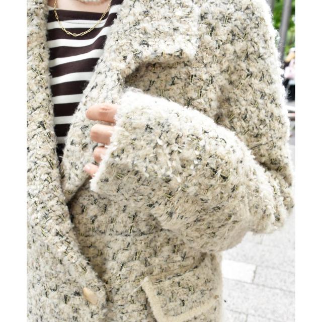 ルクールブラン（le．coeur blanc）/《手洗い可能》TORRAZZO DONNAツイードニットPコート