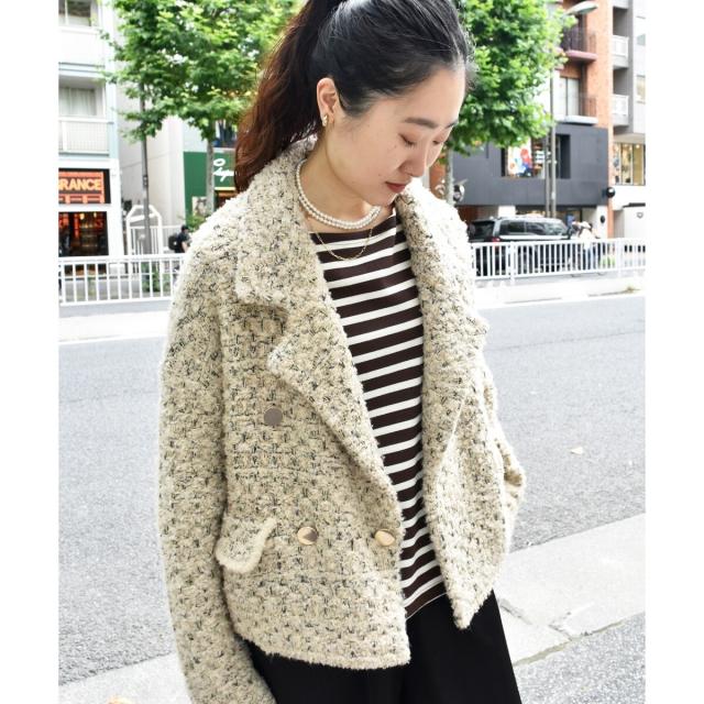 ルクールブラン（le．coeur blanc）/《手洗い可能》TORRAZZO DONNAツイードニットPコート