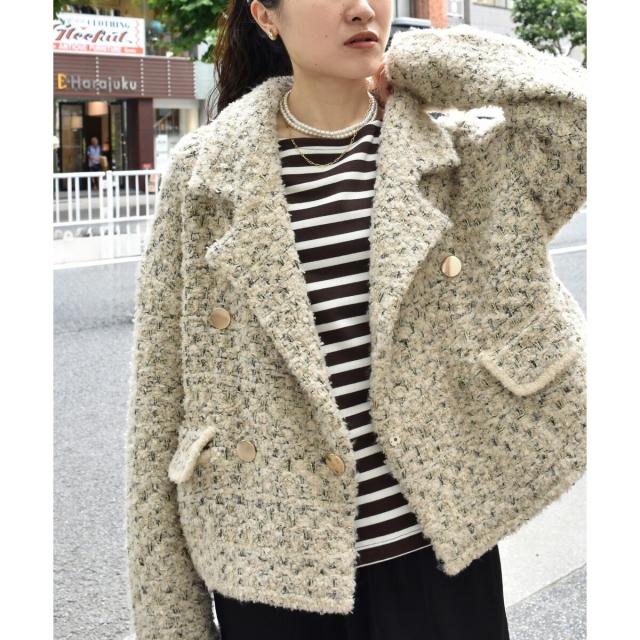 ルクールブラン（le．coeur blanc）/《手洗い可能》TORRAZZO DONNAツイードニットPコート