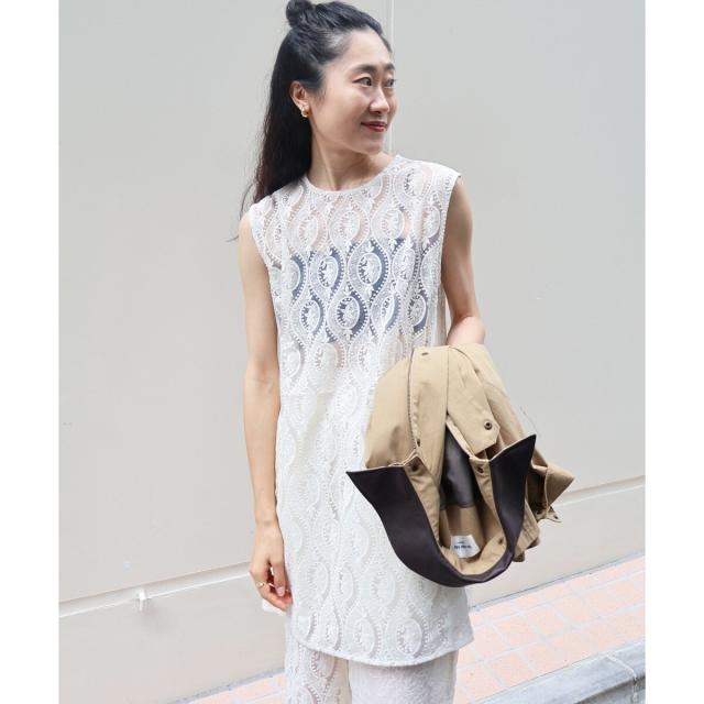 ルクールブラン（le．coeur blanc）/《手洗い可能》vaneumレースドッキングトップス