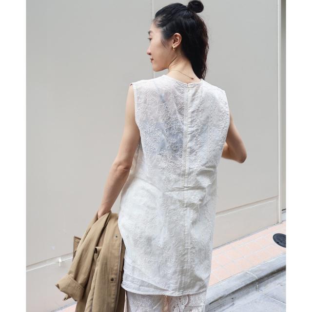 ルクールブラン（le．coeur blanc）/《手洗い可能》vaneumレースドッキングトップス