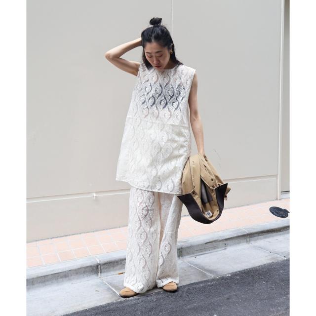 ルクールブラン（le．coeur blanc）/《手洗い可能》vaneumレースドッキングトップス