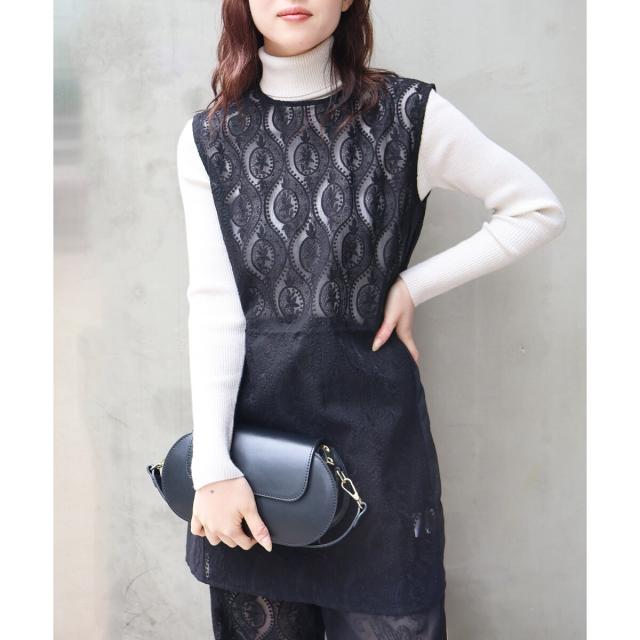 ルクールブラン（le．coeur blanc）/《手洗い可能》vaneumレースドッキングトップス