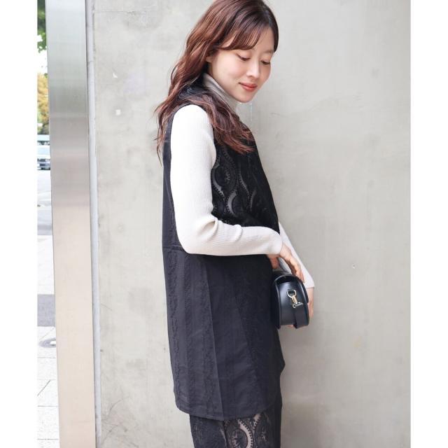 ルクールブラン（le．coeur blanc）/《手洗い可能》vaneumレースドッキングトップス