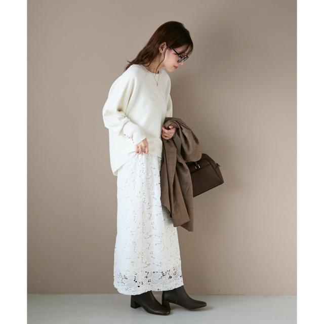 ルクールブラン（le．coeur blanc）/《手洗い可能》ジュエリーボタンスリーブニット