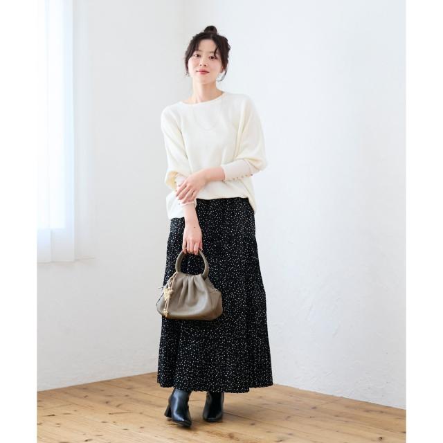 ルクールブラン（le．coeur blanc）/《手洗い可能》ジュエリーボタンスリーブニット