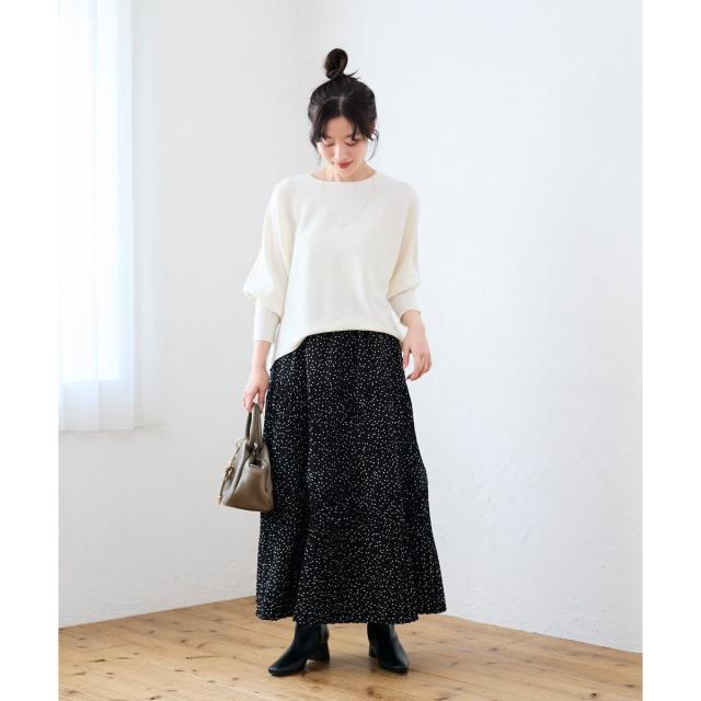 ルクールブラン（le．coeur blanc）/《手洗い可能》ジュエリーボタンスリーブニット