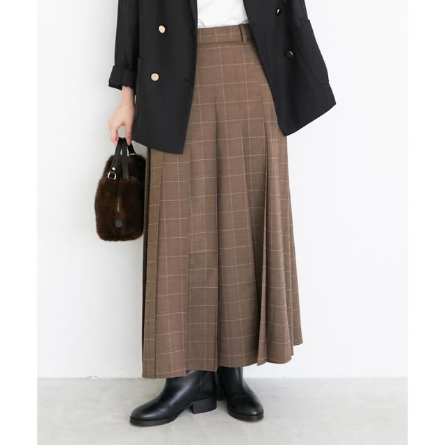 ルクールブラン（le．coeur blanc）/グレンチェックフロントプリーツスカート