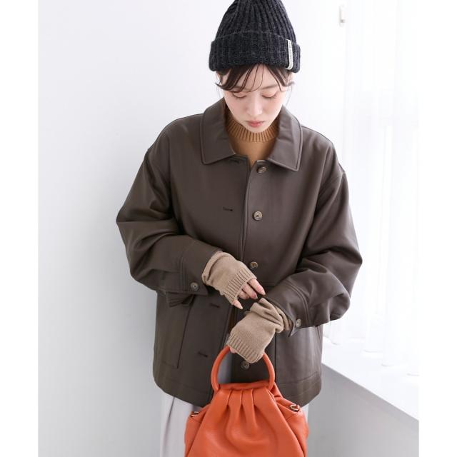 【NEW】ルクールブラン（le．coeur blanc）/ステンカラー合皮ジャケット